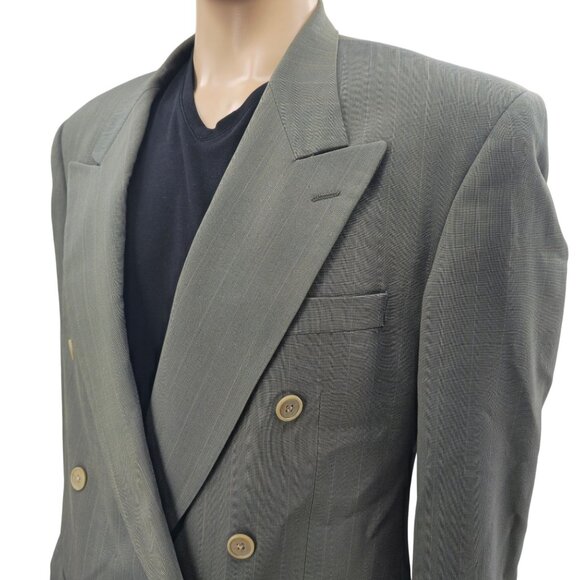 Vintage Givenchy Monsieur Double-Breasted Mens Blazer Pinstripe Size 42L